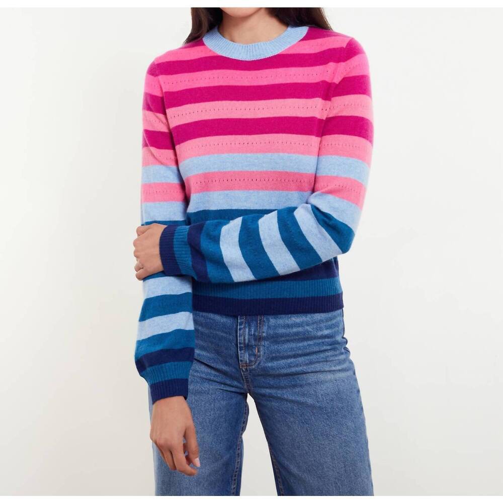 NEW &ISLA ariana stripe crew top in midnight multi
